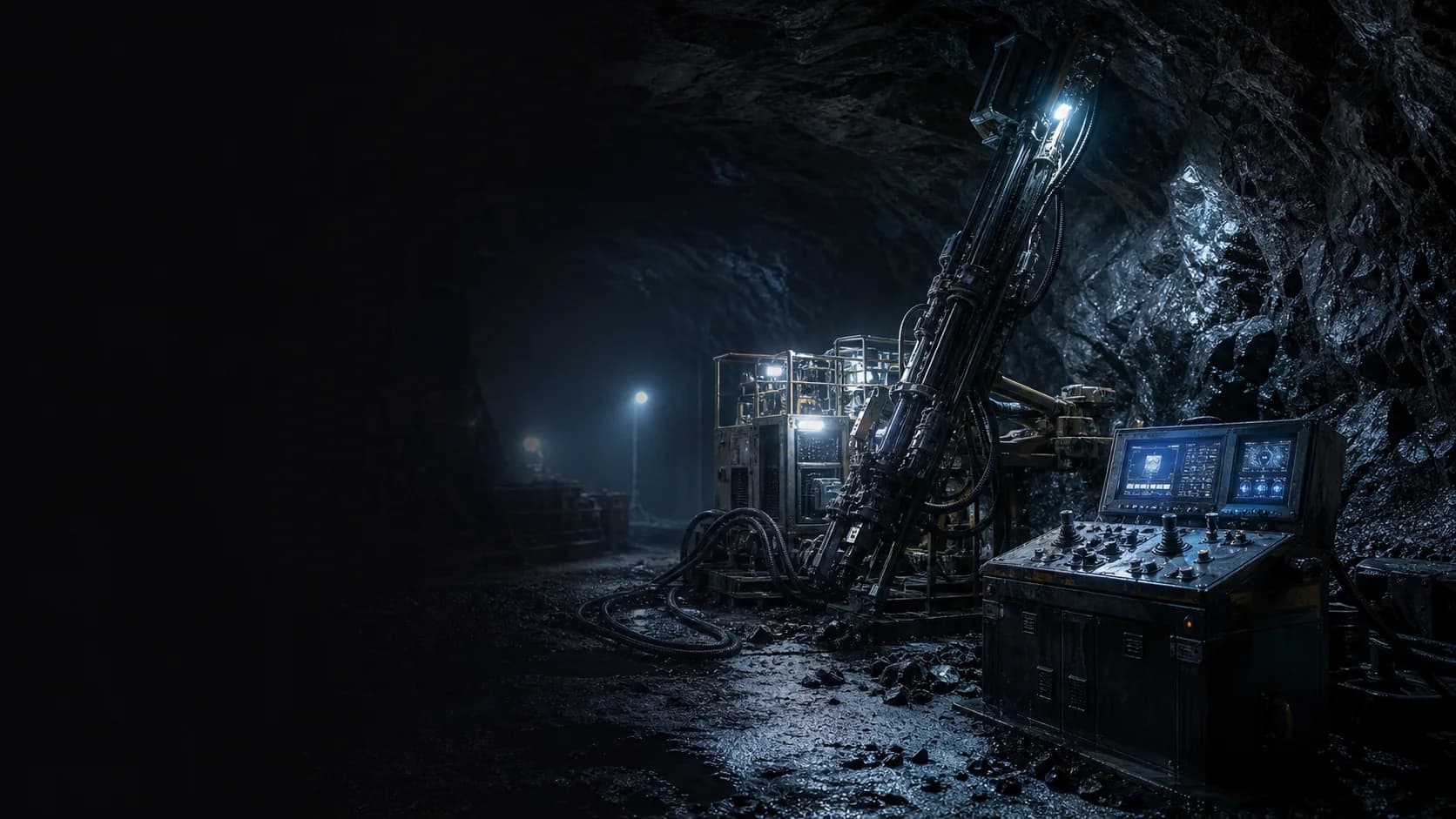 Photorealistic mining equipment scene representing the STONX protocol resource