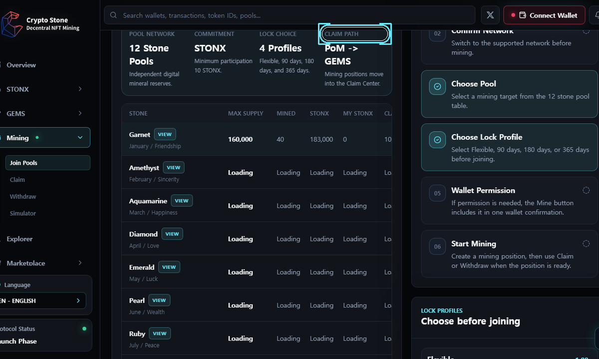 Mining Power desktop example screen