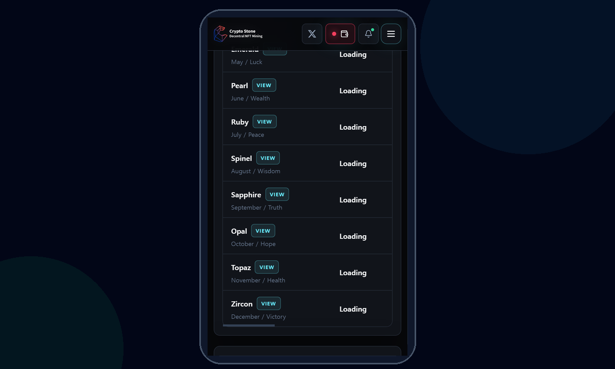 Mining Power mobile example screen