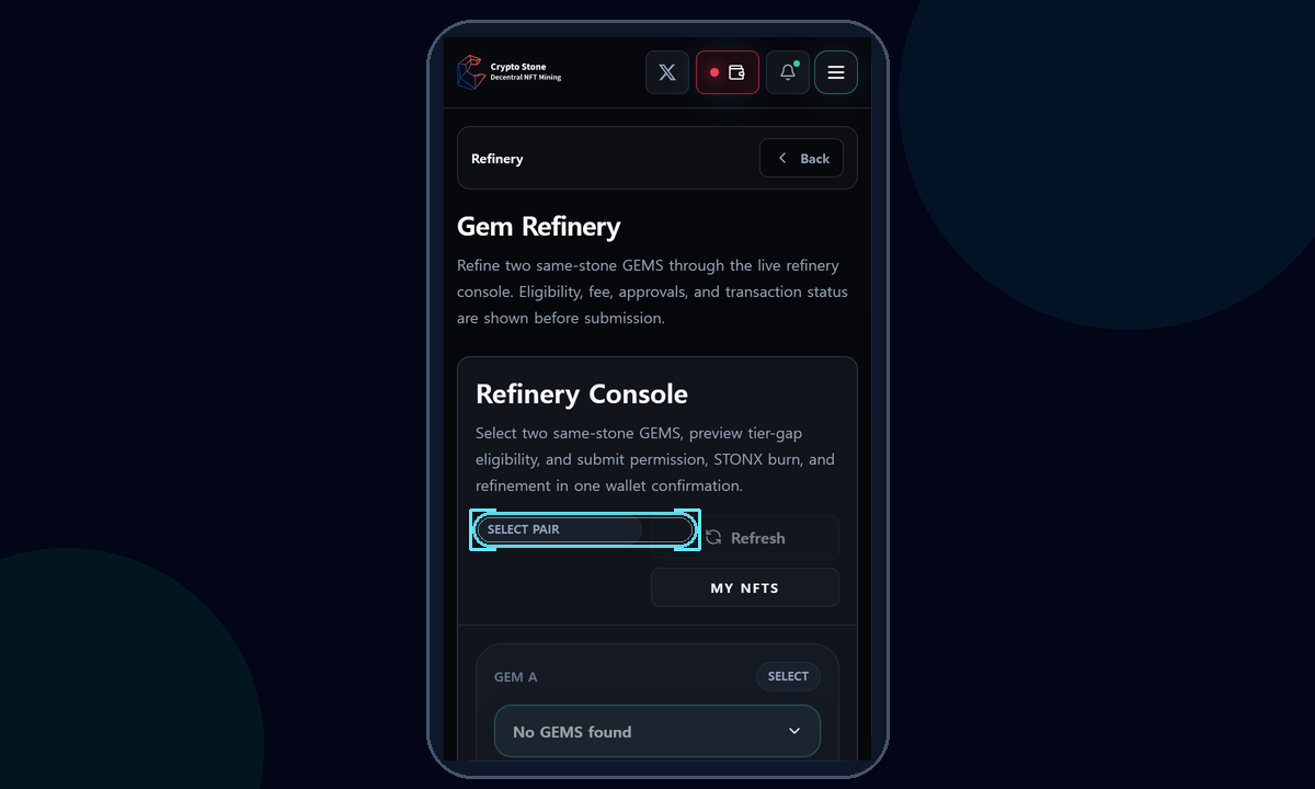 Refinement Preview mobile example screen