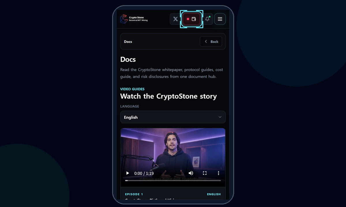 Wallet Status mobile example screen